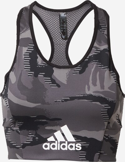 ADIDAS PERFORMANCE Sport-BH in grau / dunkelgrau / schwarz / weiß, Produktansicht