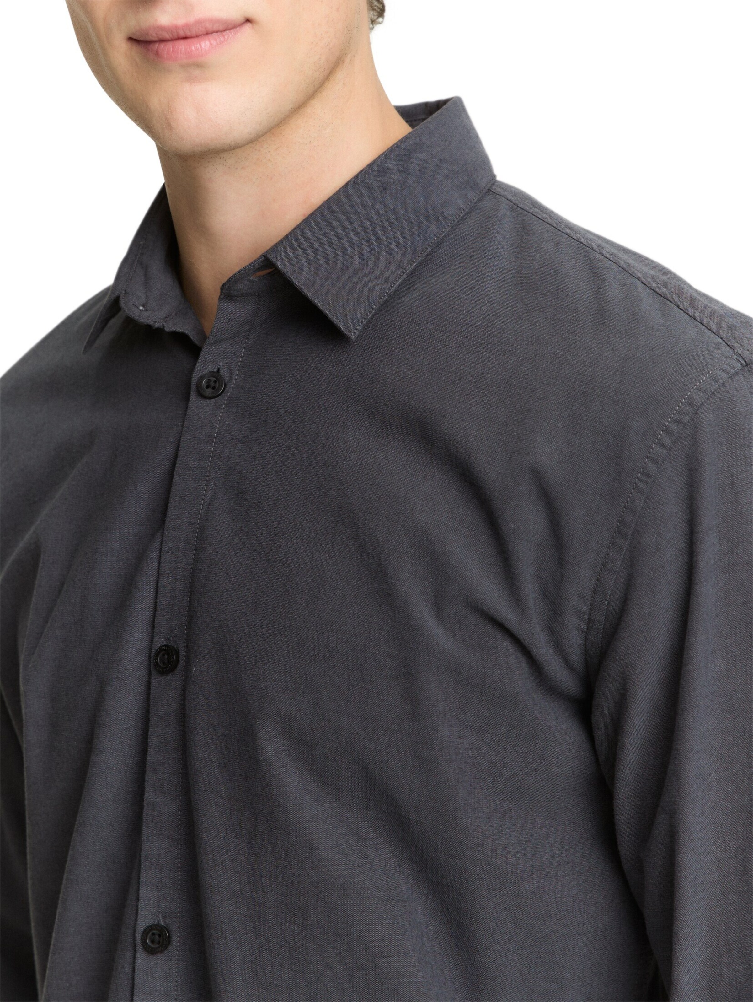 TOM TAILOR DENIM Regular fit Button Up Shirt in Black