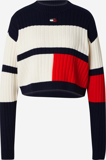 Tommy Jeans Pullover in navy / feuerrot / weiß, Produktansicht