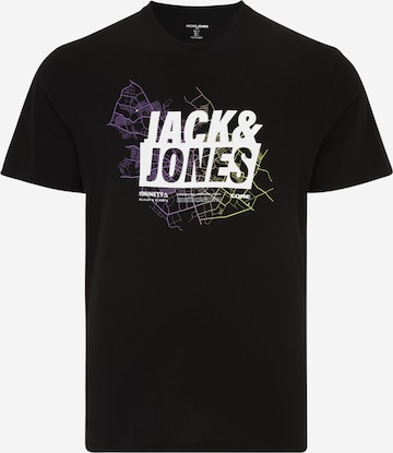 Jack & Jones Plus Μπλουζάκι 'MAP' σε μαύρο: μπροστά