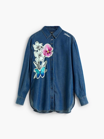 Desigual Bluse in M in azur / blue denim / hellpink / offwhite, Produktansicht