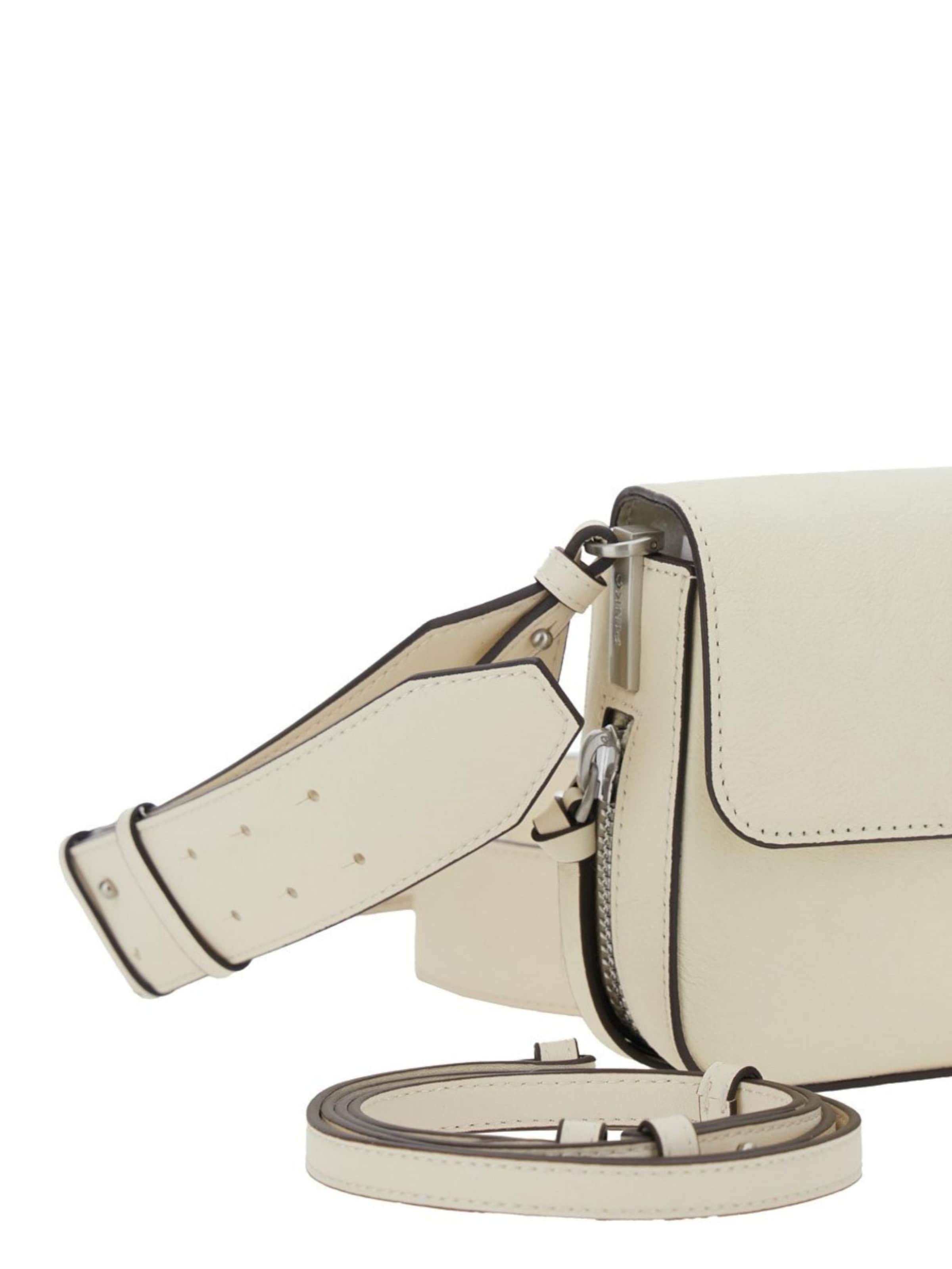 PINKO Skuldertaske 'Pinko Sac Rabat Love One Slouchy Zip Mini Vite Blanc' i hvid