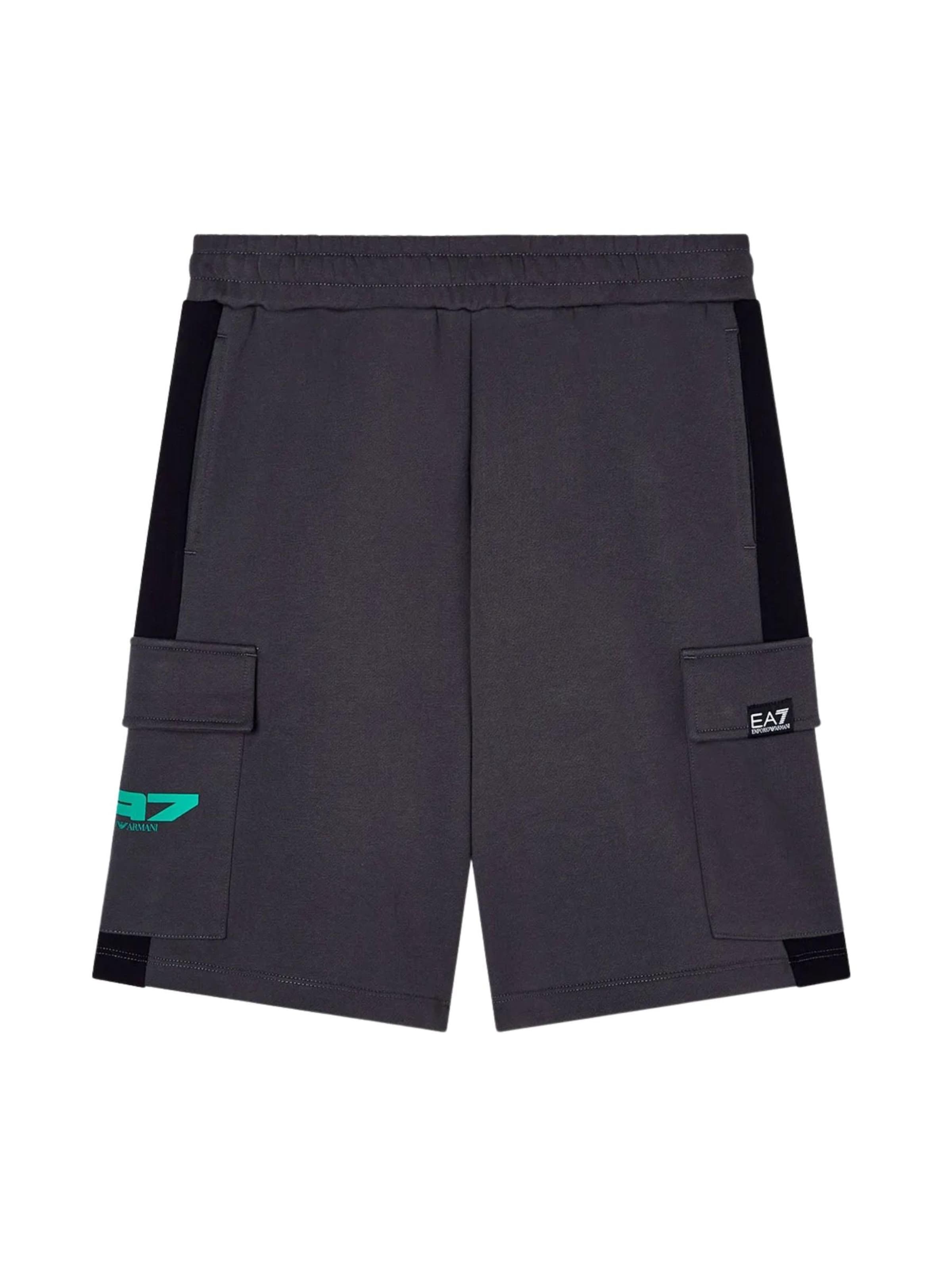 EA7 Emporio Armani Regular Broek 'EA7 EMPORIO ARMANI kids BERMUDA FELPA BERMUDA' in Grijs: voorkant