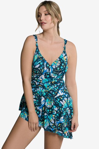 Ulla Popken Triangle Swimsuit Dress in Mixed colors: front