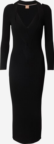 BOSS - Vestido de malha 'Famelina' em preto: frente