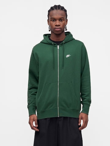 Nike Sportswear Sweatjacke 'Club Fleece' in Grün: Vorderseite