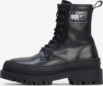 Tommy Jeans Lace-Up Ankle Boots in Black: front