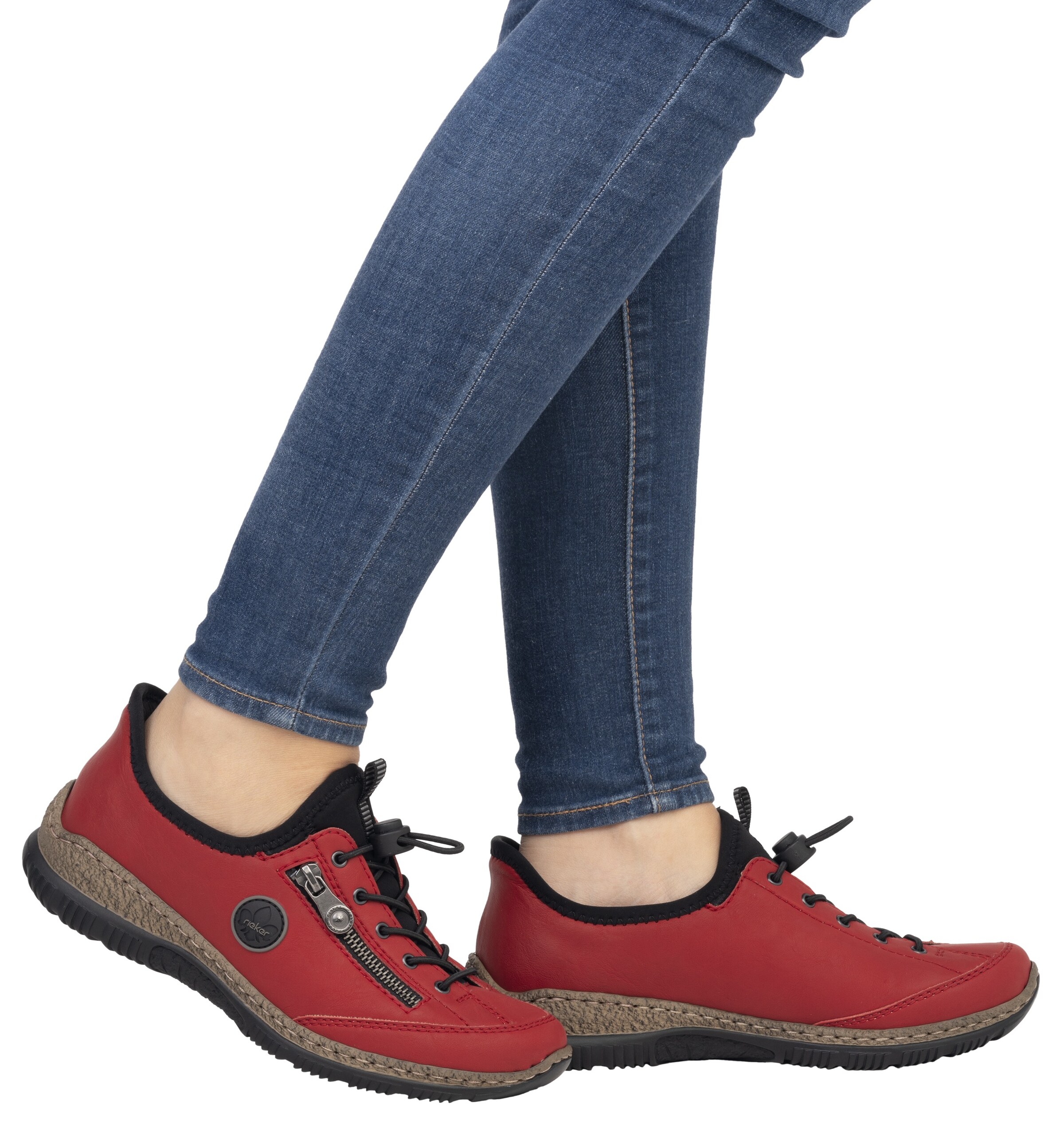 Rieker Platform trainers in Red: front