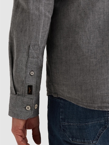 PME Legend Regular fit Skjorta 'Cotton/linen shirt with embroidered logo' i blå