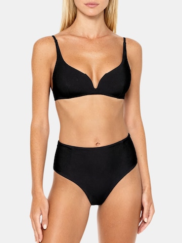 Bikini 'Ligeia Darted Bikini Set in Metallic Black' di MAREZZA in nero: frontale