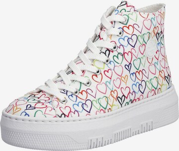 Rieker High-Top Sneakers in White: front