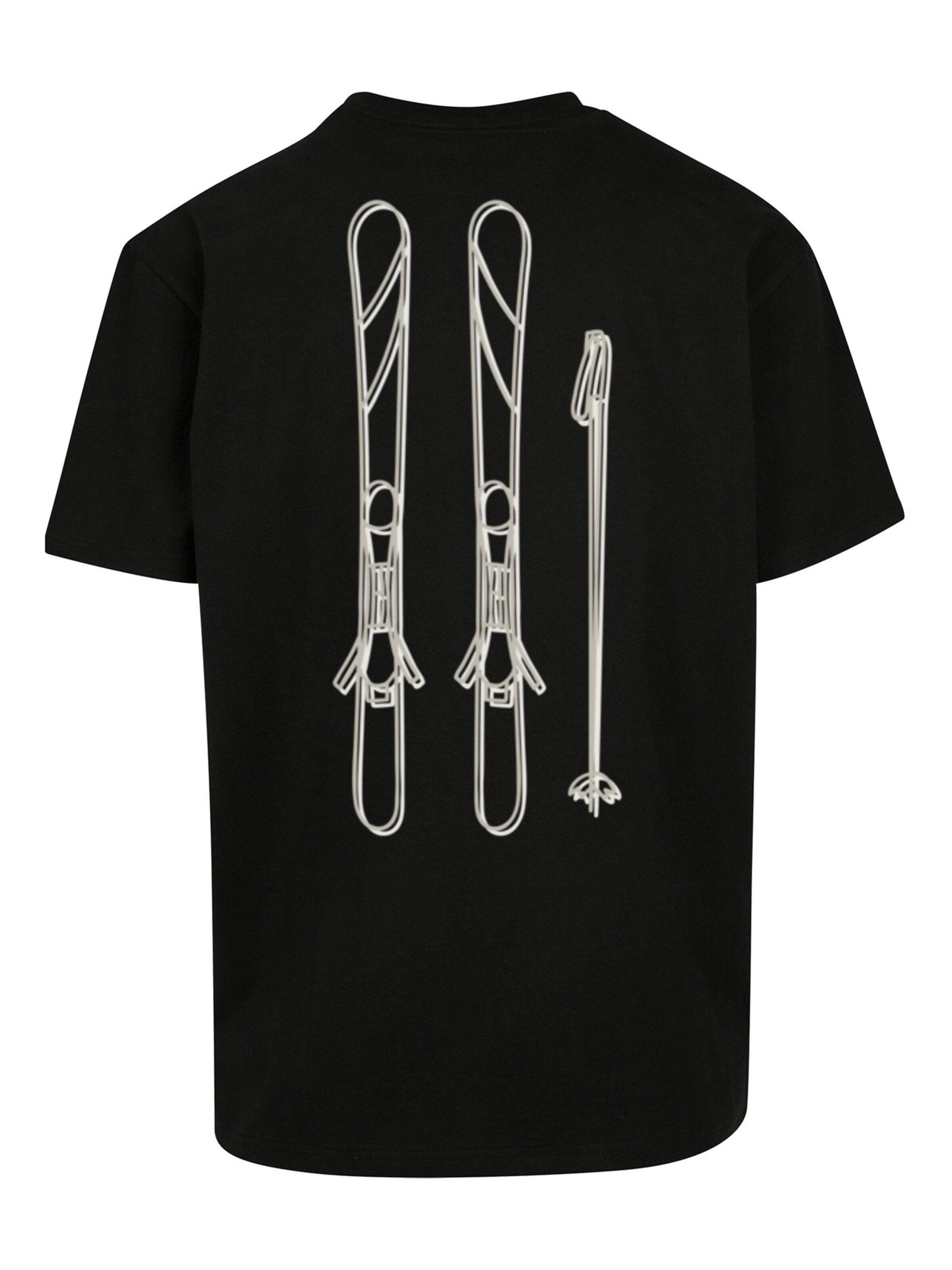 T-Shirt 'Ski Pass Urlaub Berge Winter Schnee' F4NT4STIC en noir