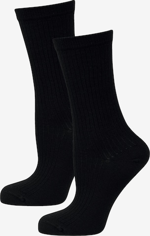 Nur Die Socks ' Soft Modal Ripp ' in Black: front