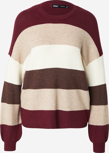 ONLY Pulover 'ONLATIA' u bež melange / čokolada / boja vina / bijela, Pregled proizvoda