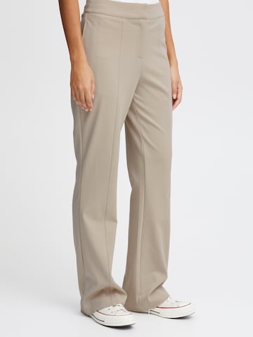 évasé Pantalon ICHI en beige : devant