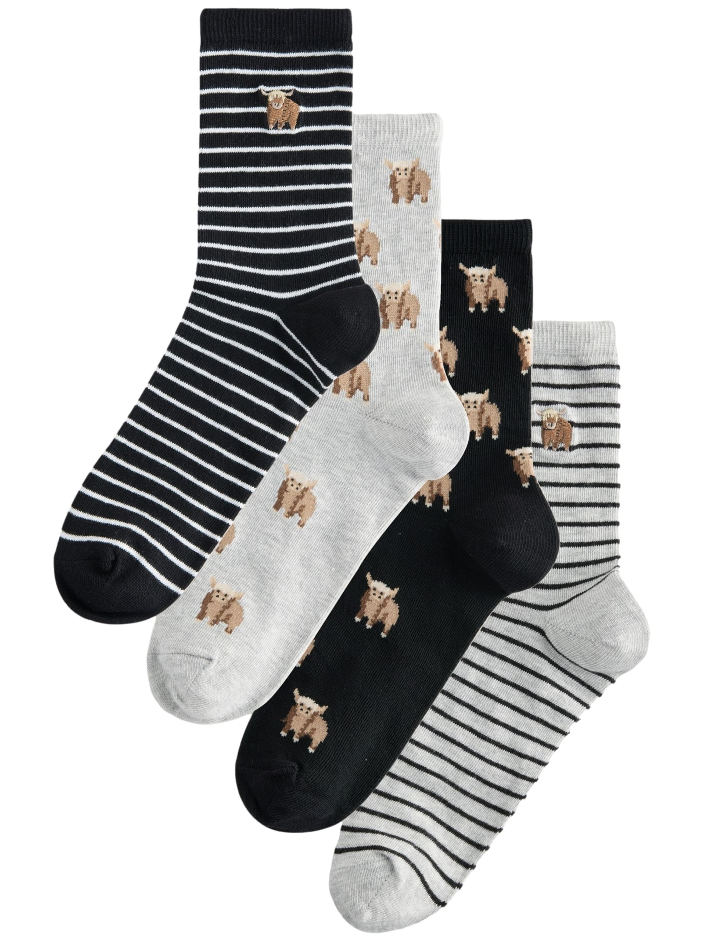 Next Sockor 'Hamish The Highland Cow' i svart: framsida