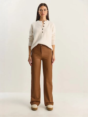 Wide Leg Pantalon Bianco Lucci en marron