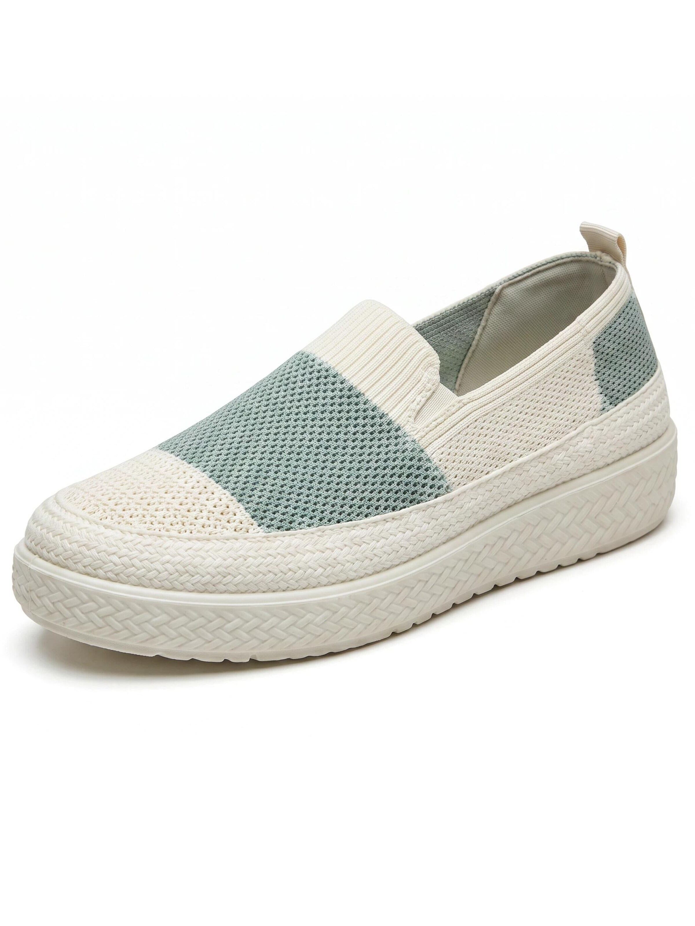 BONVERANO Slipper 'Damen Strick-Sneaker mit Plateausohle'‌‌‌‌‌‌‌‌‌‌ in Grün: Vorderseite