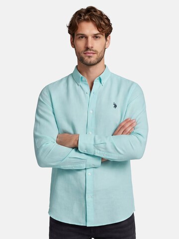 U.S. POLO ASSN. Regular fit Button Up Shirt in Blue: front
