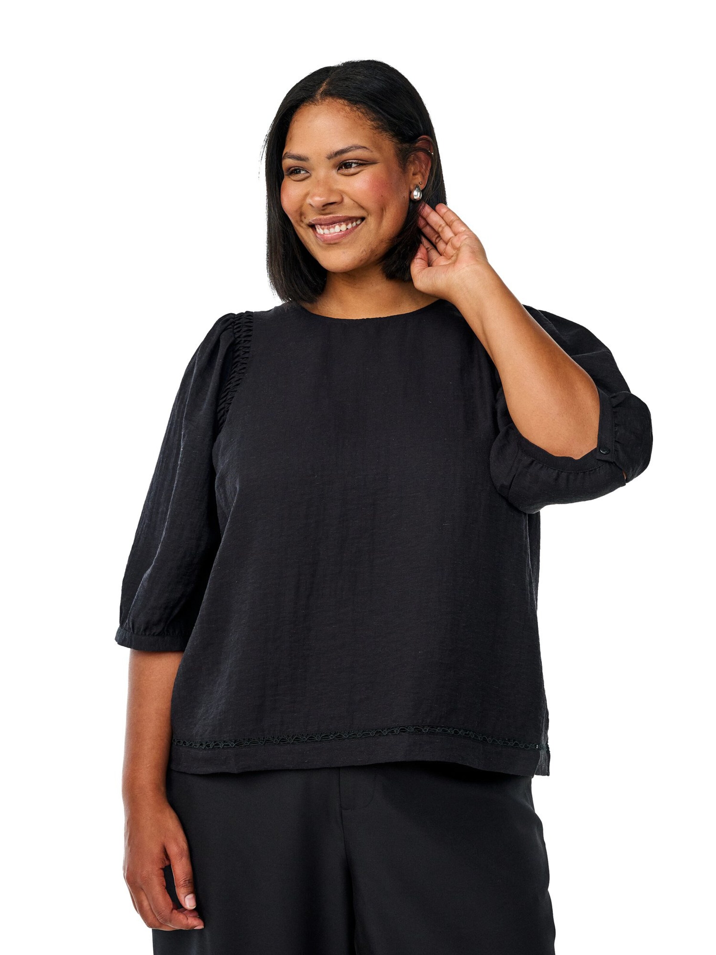 Zizzi Блуза 'Moline' в черно: отпред