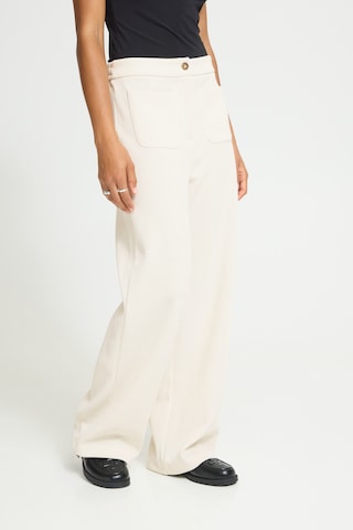 ICHI Wide leg Trousers 'IHKate' in Beige: front
