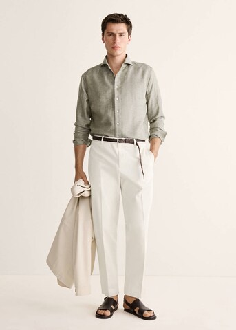 MANGO MAN Regular Pleated Pants 'Hunt' in Beige