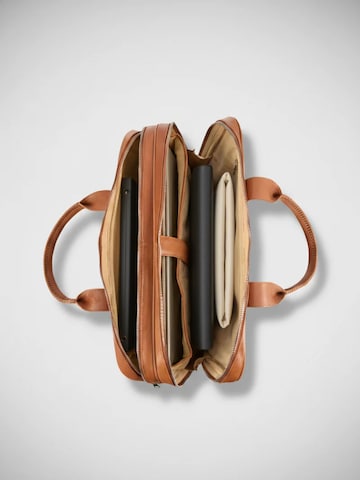 NEGOTIA Leather Laptoptas 'Orden' in Bruin