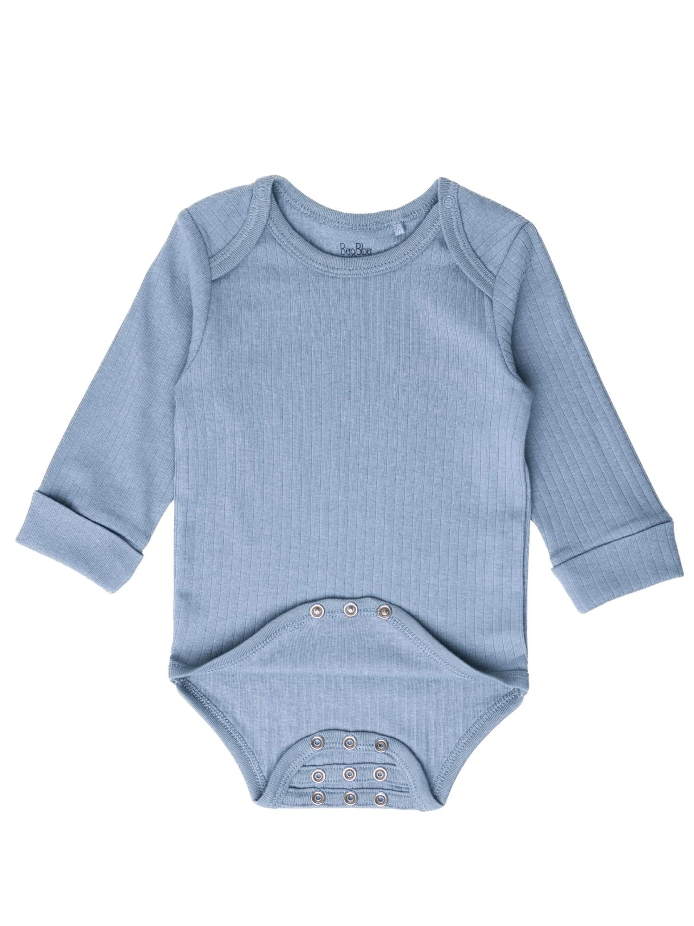 BergBiber Romper/Bodysuit 'Langarm Body AVA (mitwachsend)' in Blue: front