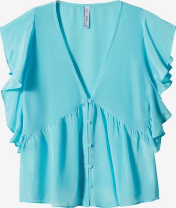 MANGO Blouse 'SANDRO' in Blauw: voorkant