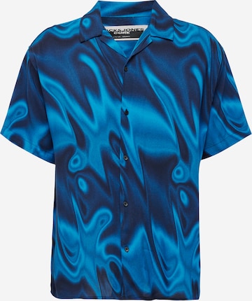JACK & JONES Comfort Fit Риза 'JEFF DIGITAL' в синьо: отпред