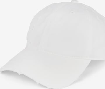 styleBREAKER Cap 'Baseball Cap Destroyed Look' in White: front