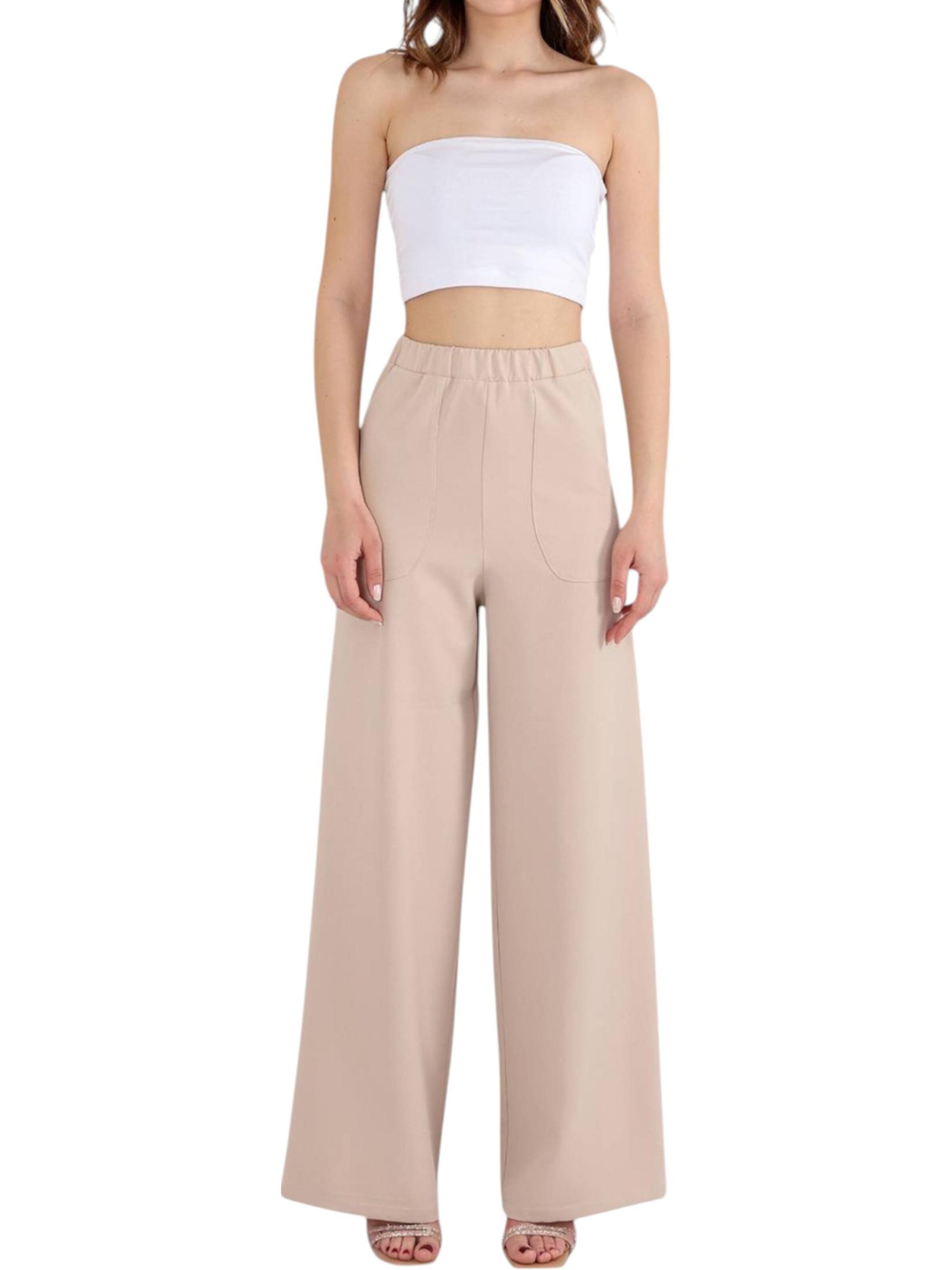 fashionshowcase Wide leg Broek 'ALIN' in Beige
