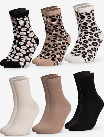 Occulto Socken 'Leo-Print' in Beige: Vorderseite