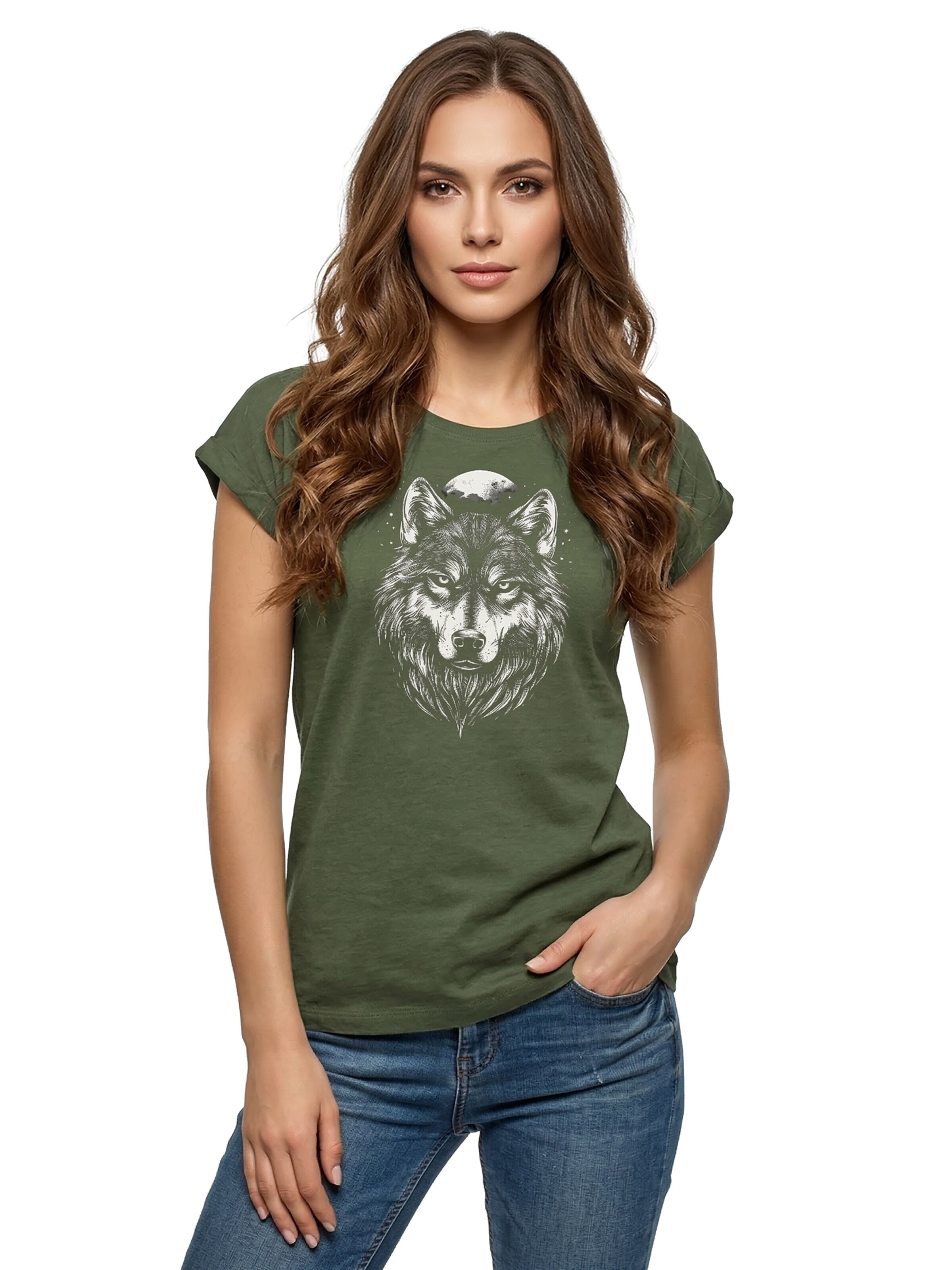 MAKAYA Shirt 'Wolf' in Green: front