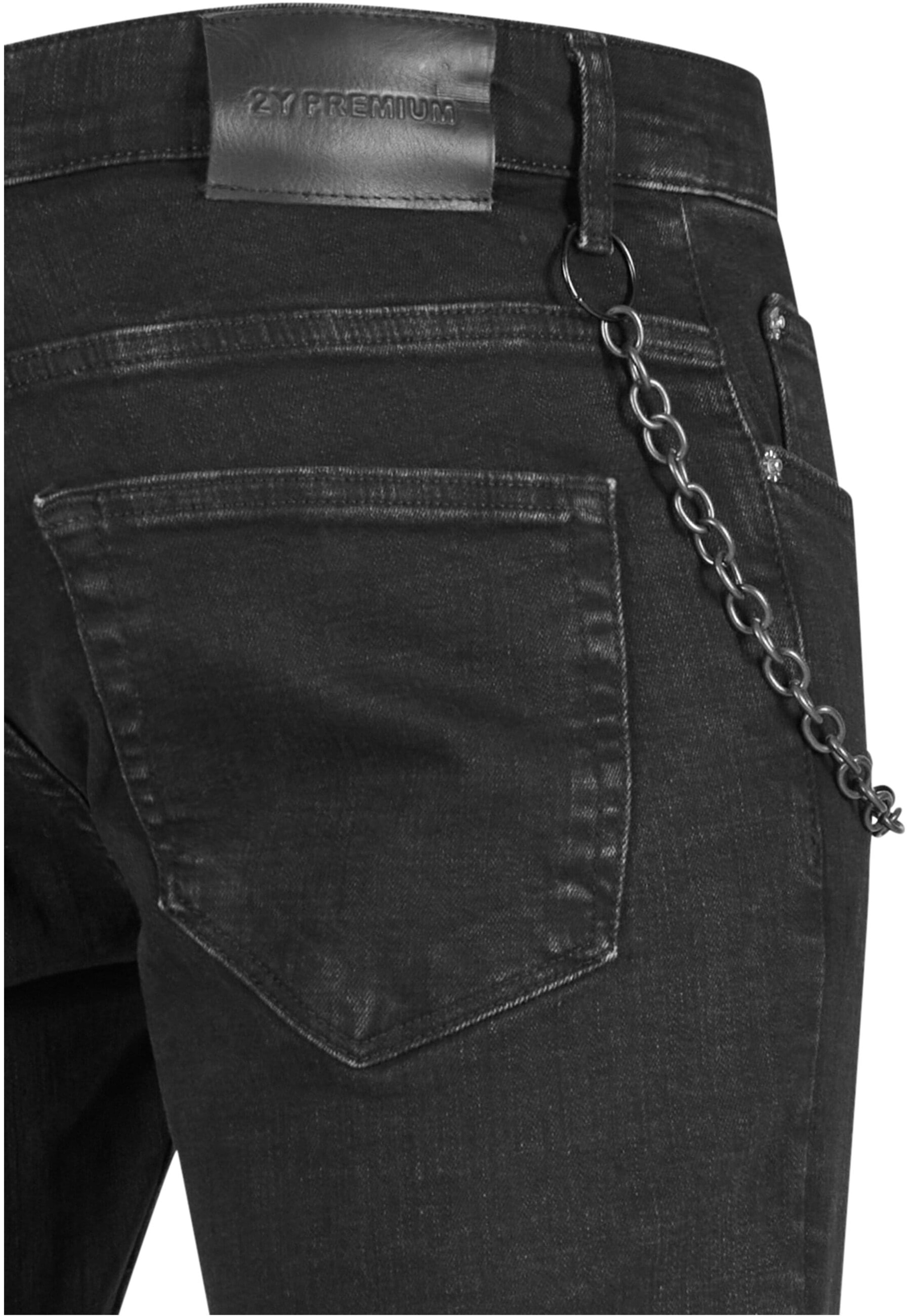 2Y Premium Tapered Jeans in Zwart
