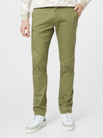 TOM TAILOR Chino hlače | zelena barva: sprednja stran