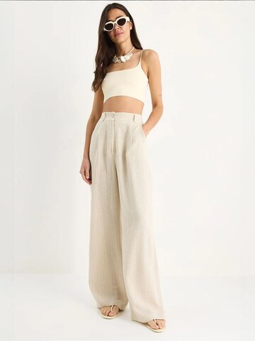 Bianco Lucci Wide Leg Hose in Beige