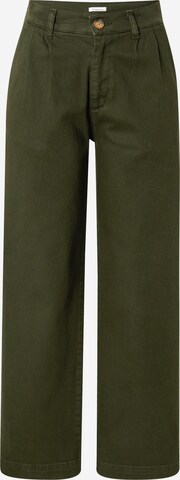 KnowledgeCotton Apparel - Loosefit Pantalón plisado 'POSEY' en verde: frente