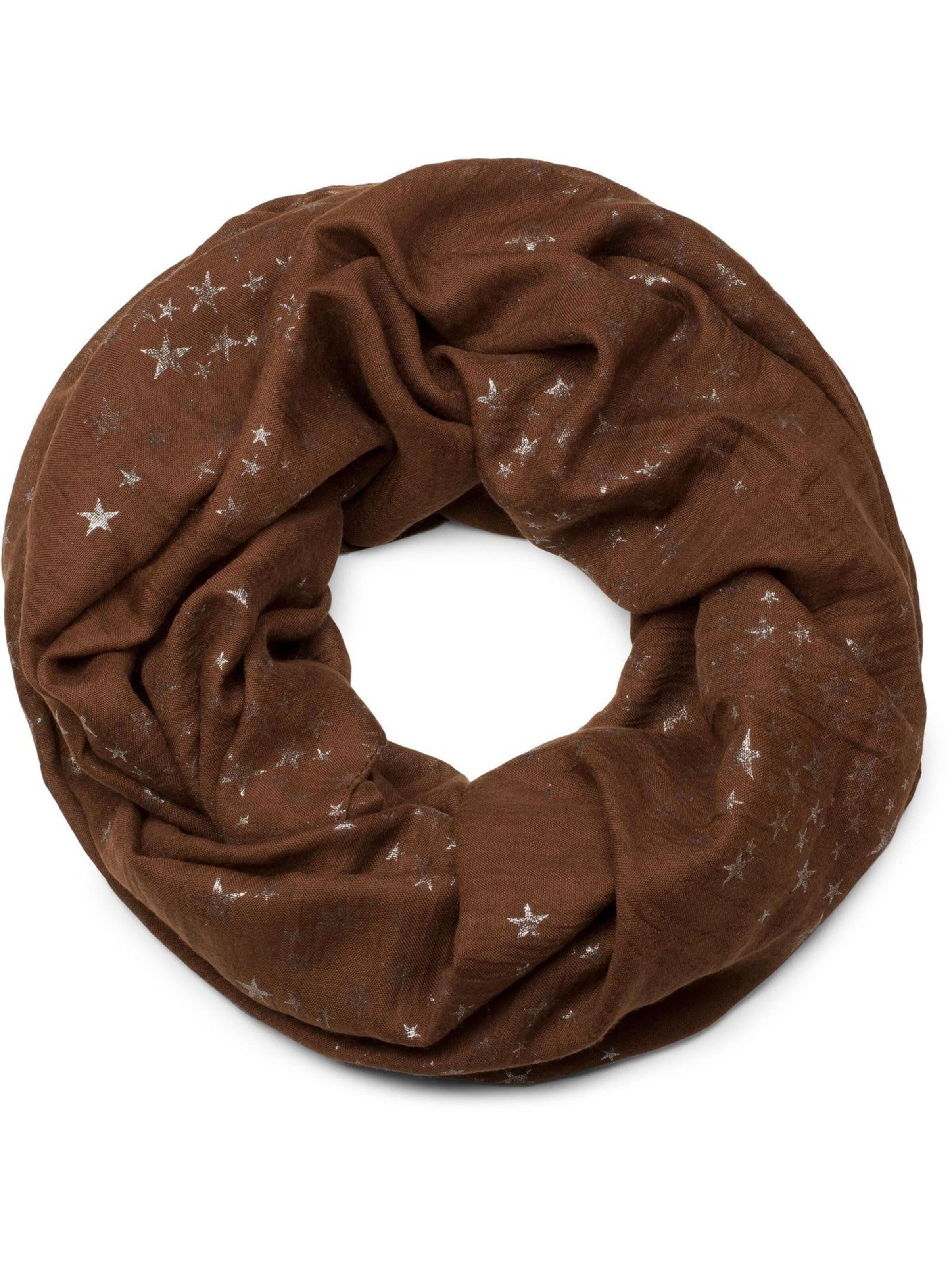 styleBREAKER Loop scarf 'Loop Schal mit Metallic Sterne Print' in Brown: front