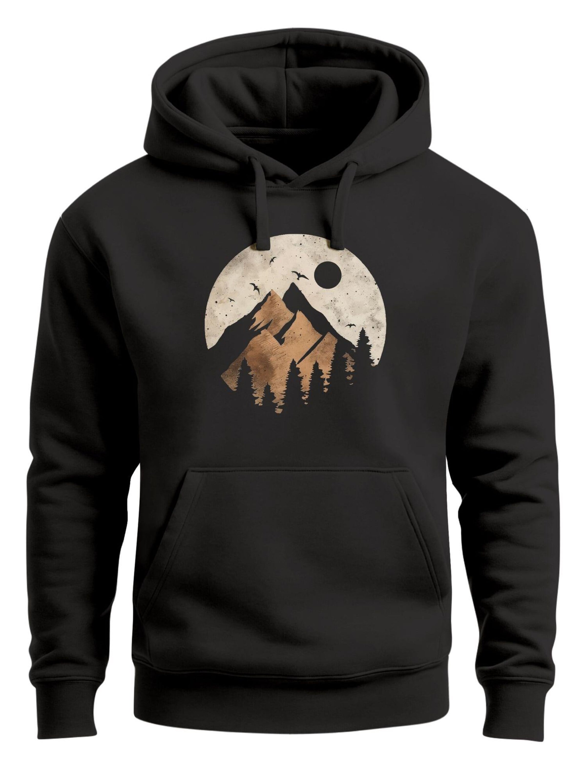 Neverless Sweatshirt 'Mountain Scape' in Black: front