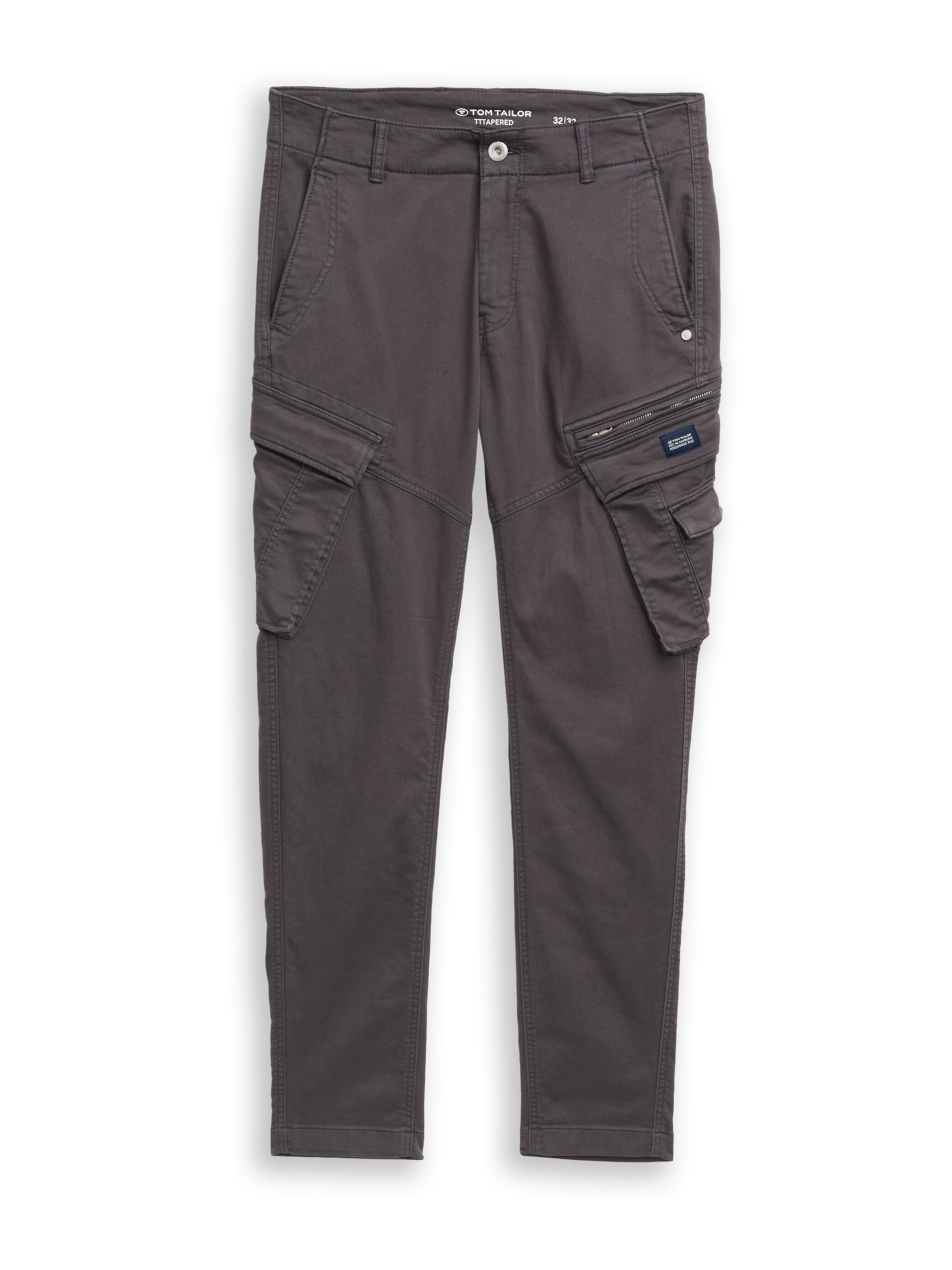 TOM TAILOR - Tapered Pantalón cargo en gris: frente