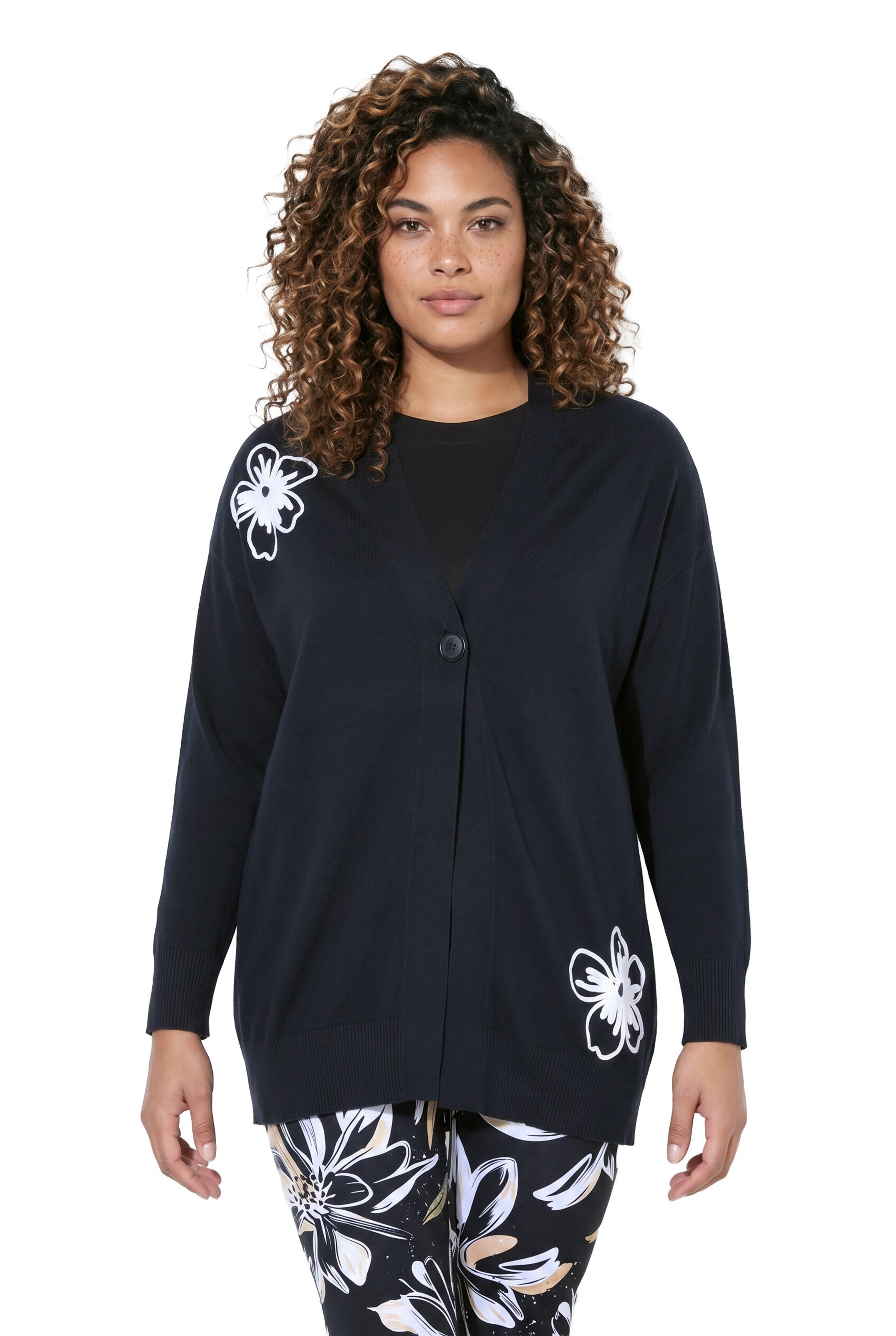 MIAMODA Knit cardigan in Black: front