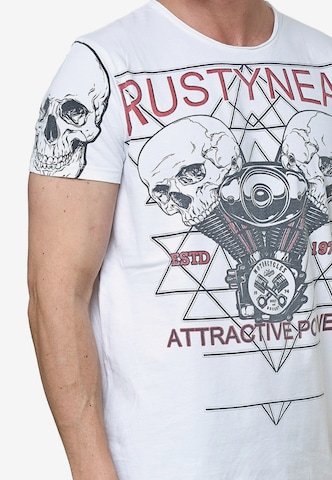 Rusty Neal Cooles T-Shirt mit Front-Print in Weiß