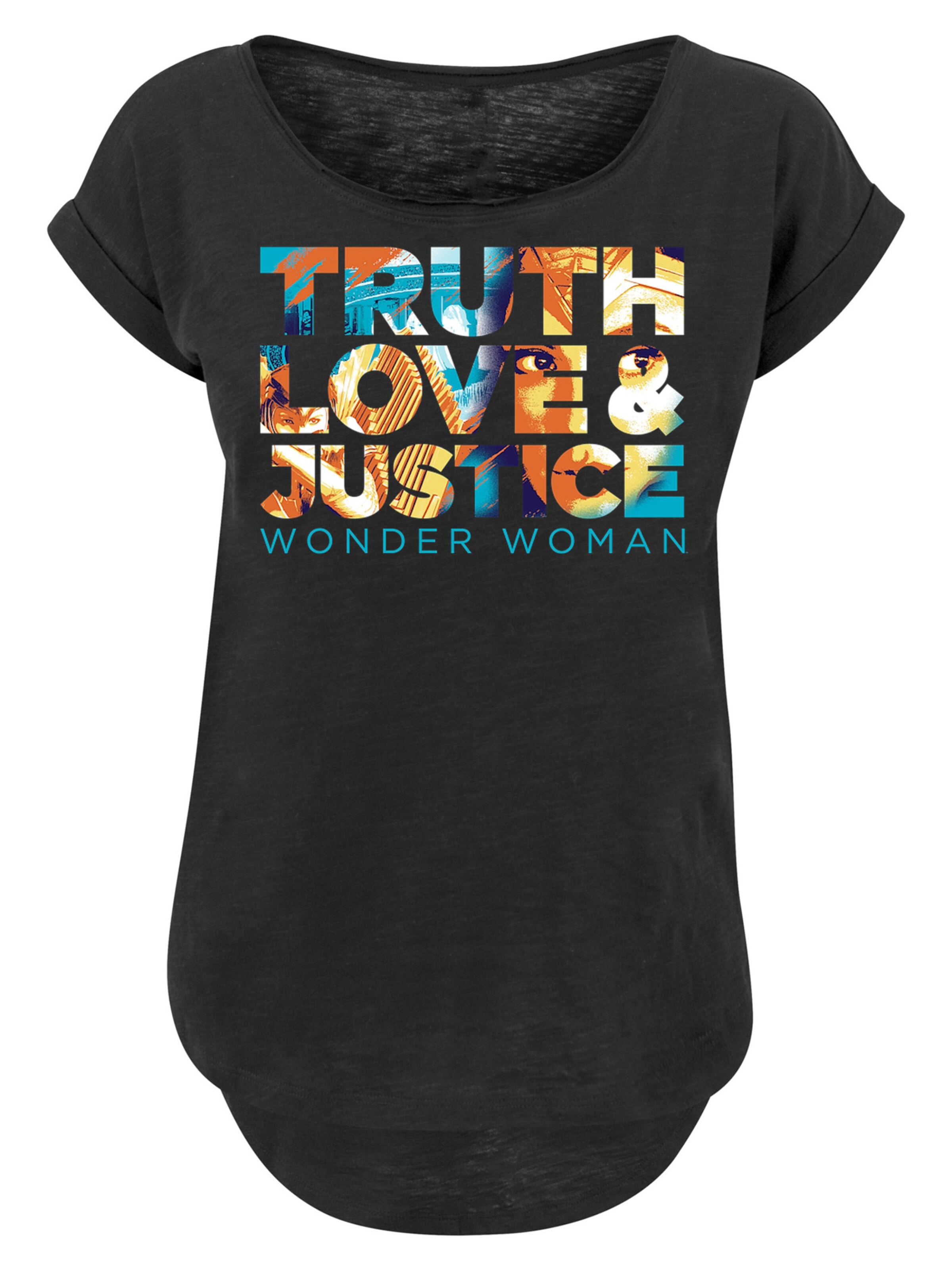 F4NT4STIC Shirt 'DC Comics Wonder Woman 84 Diana Truth Love Justice ' in Black: front