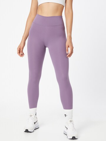 NIKE Skinny Workout Pants 'One Luxe' in Purple: front