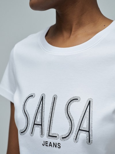 Salsa Jeans T-shirt en blanc, Vue avec produit