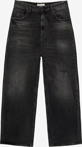 Pull&Bear Wide leg Jeans in Zwart: voorkant