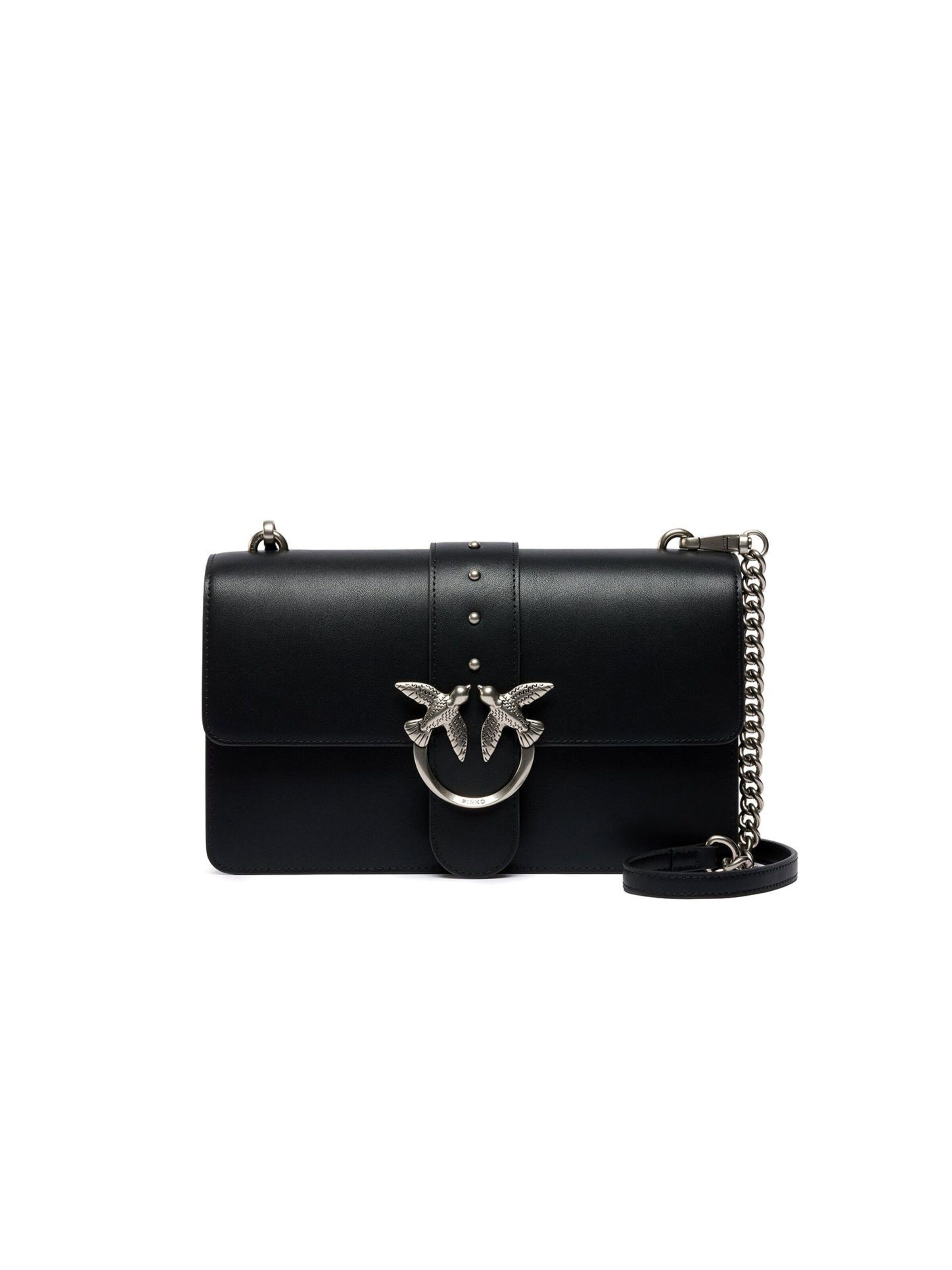 PINKO - Bolso de hombro 'Love One Classic St. Cl Vitello Seta' en negro: frente