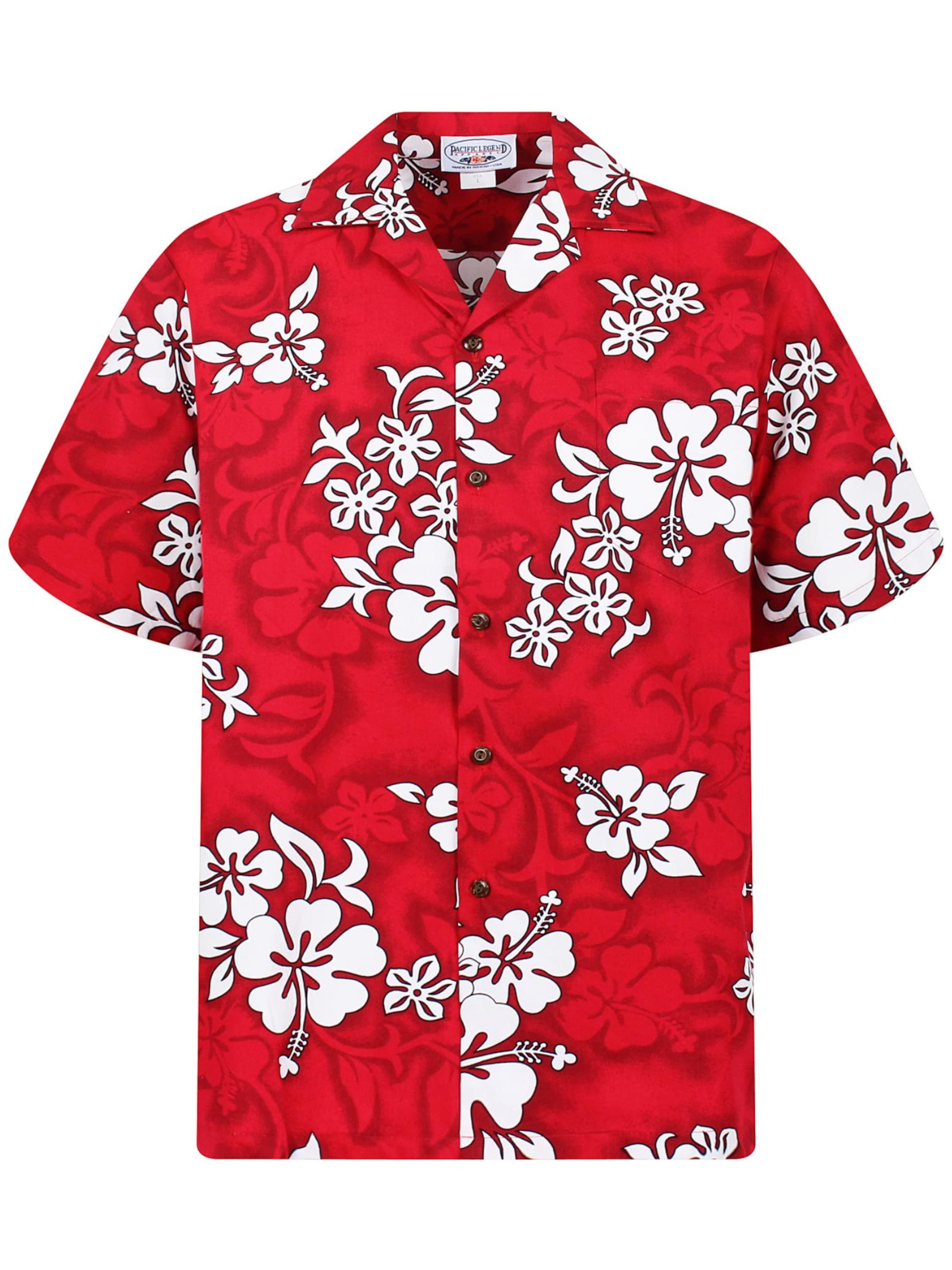Pacific Legend Regular fit Button Up Shirt 'Hibiscus Royale' in Red: front