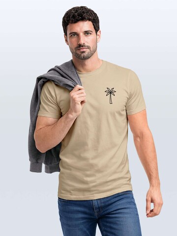 Neverless Shirt 'Palme Polygon' in Beige